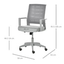 Vinsetto Mesh Office Chair Mid Back Ergonomic Computer Task Chair for Home with Lumbar Back Support, Adjustable Height, Grey Swivel Desk PC w/