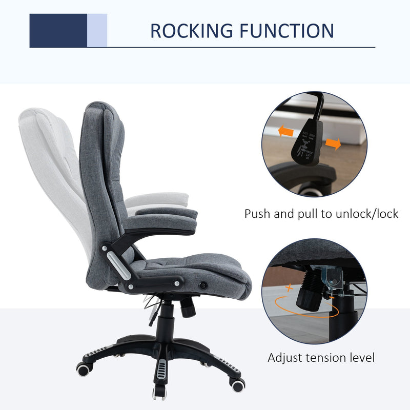 Vinsetto Swivel Task Office Chair for Home Ergonomic Linen Fabric Computer Chair, with Arm, Adjustable Height, Grey Armchair