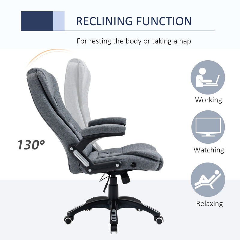 Vinsetto Swivel Task Office Chair for Home Ergonomic Linen Fabric Computer Chair, with Arm, Adjustable Height, Grey Armchair