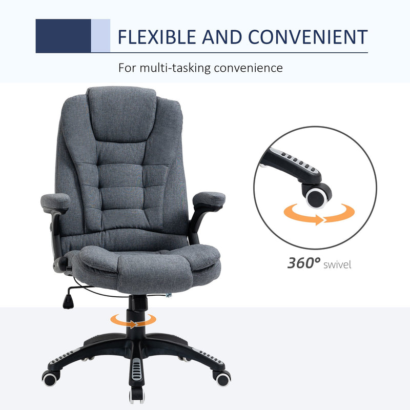 Vinsetto Swivel Task Office Chair for Home Ergonomic Linen Fabric Computer Chair, with Arm, Adjustable Height, Grey Armchair