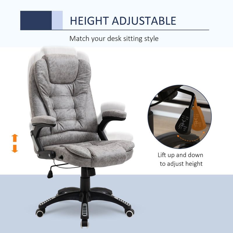 Vinsetto Swivel Office Chair for Home Ergonomic Micro Fiber Computer Chair, with Arm, Adjustable Height - Grey