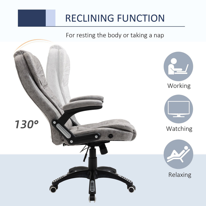 Vinsetto Swivel Office Chair for Home Ergonomic Micro Fiber Computer Chair, with Arm, Adjustable Height - Grey