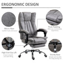 Vinsetto Executive Office Chair Micro Fiber Computer Desk Chair for Home with Arm, Swivel Wheels, Footrest, Grey w/