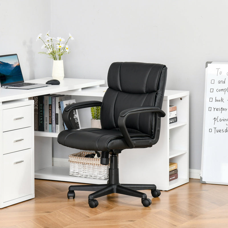 Vinsetto Executive Office Chair Swivel PU Leather Ergonomic Chair for Home, with Arm, Adjustable Height, Black Home Chair