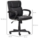 Vinsetto Executive Office Chair Swivel PU Leather Ergonomic Chair for Home, with Arm, Adjustable Height, Black Home Chair