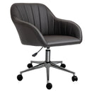 Vinsetto Mid-Back Office Chair PU Leather Swivel Task Armchair with Tub Shape Design for Living Room Home, Brown Home Armchair
