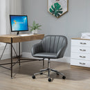 Vinsetto PU Leather Mid-Back Tub Office Chair Ergonomic Work Seat Adjustable Padded w/ Wheels Study Living Room Bedroom Lounge