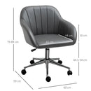 Vinsetto PU Leather Mid-Back Tub Office Chair Ergonomic Work Seat Adjustable Padded w/ Wheels Study Living Room Bedroom Lounge