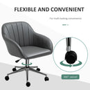 Vinsetto PU Leather Mid-Back Tub Office Chair Ergonomic Work Seat Adjustable Padded w/ Wheels Study Living Room Bedroom Lounge