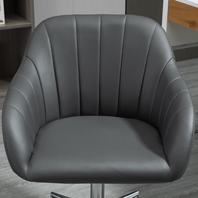 Vinsetto PU Leather Mid-Back Tub Office Chair Ergonomic Work Seat Adjustable Padded w/ Wheels Study Living Room Bedroom Lounge