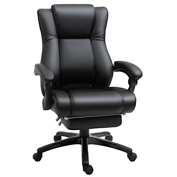 Vinsetto Executive Home Office Chair Swivel High Back Recliner PU Leather Ergonomic Chair, with Footrest, Wheels, Adjustable Height, Black Recliner, w/ Foot Rest