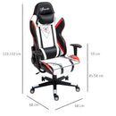 Vinsetto High Back Gaming Chair with Headrest, Arm, Lumbar Support, Swivel Home Office PU Leather Recliner Racing Gamer Desk Chair, Black White Red