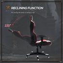 Vinsetto High Back Gaming Chair with Headrest, Arm, Lumbar Support, Swivel Home Office PU Leather Recliner Racing Gamer Desk Chair, Black White Red