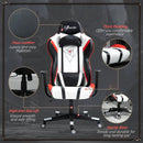 Vinsetto High Back Gaming Chair with Headrest, Arm, Lumbar Support, Swivel Home Office PU Leather Recliner Racing Gamer Desk Chair, Black White Red