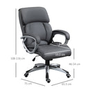 Vinsetto High Back Home Office Chair Swivel Executive PU Leather Ergonomic Chair, with Adjustable Height, Deep Grey