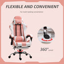 Vinsetto Racing Gaming Chair with Lumbar Support, Head Pillow, Swivel Wheels, High Back Recliner Gamer Desk Chair for Home Office, Pink Chair