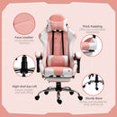Vinsetto Racing Gaming Chair with Lumbar Support, Head Pillow, Swivel Wheels, High Back Recliner Gamer Desk Chair for Home Office, Pink Chair