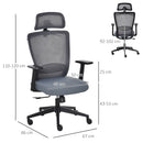 Vinsetto Mesh Home Office Chair with Lumbar Back Support, Coar Hanger High Back Swivel Chair, Adjustable Height Head Pillow, Blue Grey