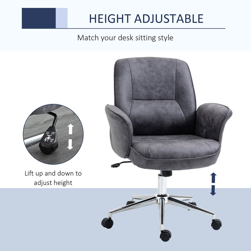 Vinsetto Swivel Computer Office Chair Mid Back Desk Chair for Home Study Bedroom,  Charcoal Grey Home