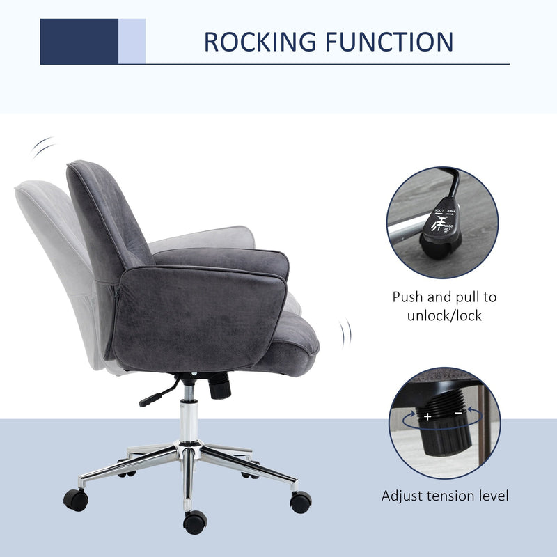 Vinsetto Swivel Computer Office Chair Mid Back Desk Chair for Home Study Bedroom,  Charcoal Grey Home