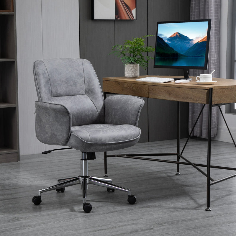 Vinsetto Swivel Computer Office Chair Mid Back Desk Chair for Home Study Bedroom, Light Grey Home