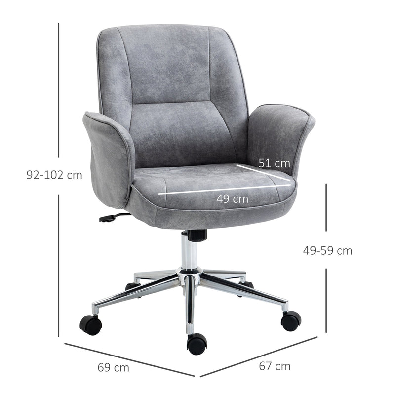 Vinsetto Swivel Computer Office Chair Mid Back Desk Chair for Home Study Bedroom, Light Grey Home