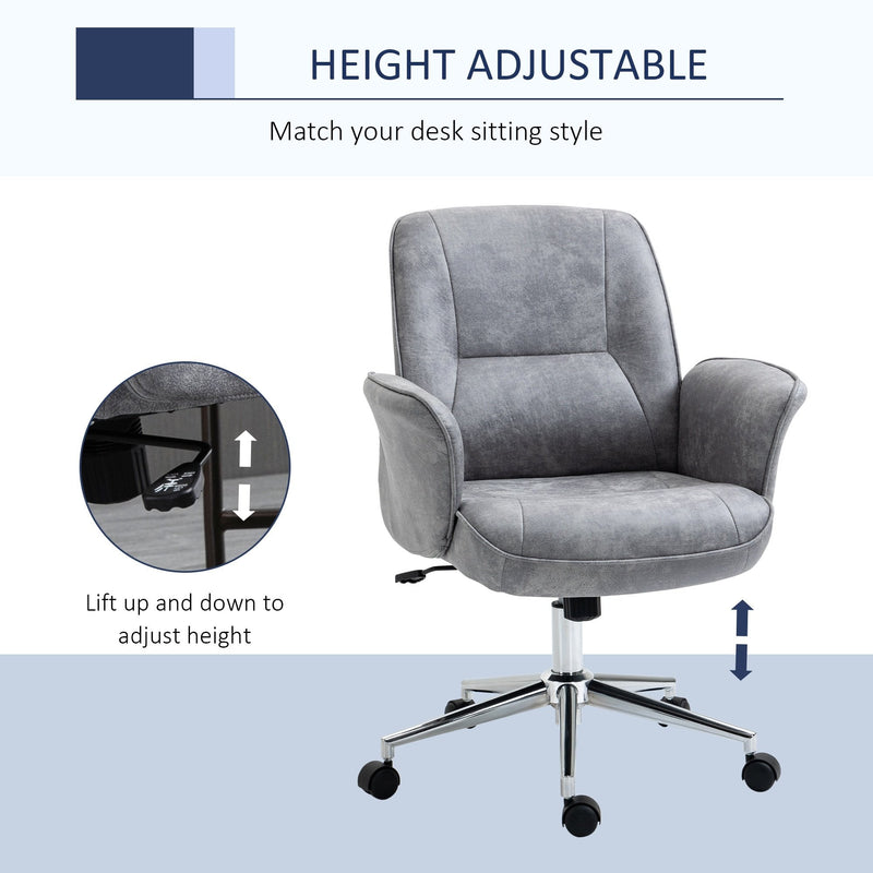 Vinsetto Swivel Computer Office Chair Mid Back Desk Chair for Home Study Bedroom, Light Grey Home