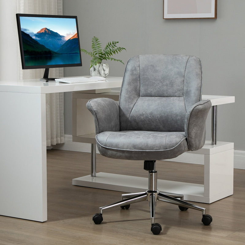 Vinsetto Swivel Computer Office Chair Mid Back Desk Chair for Home Study Bedroom, Light Grey Home