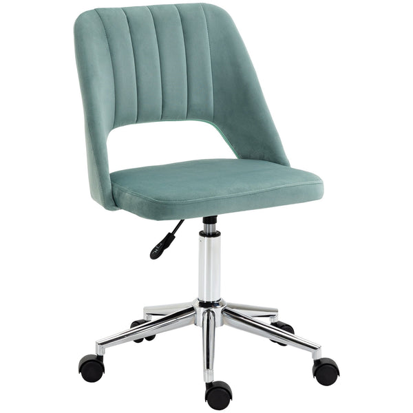 Vinsetto Mid Back Office Chair Velvet Fabric Swivel Scallop Shape Computer Desk Chair for Home Study Bedroom, Green Mid-Back