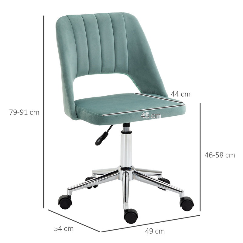 Vinsetto Mid Back Office Chair Velvet Fabric Swivel Scallop Shape Computer Desk Chair for Home Study Bedroom, Green Mid-Back