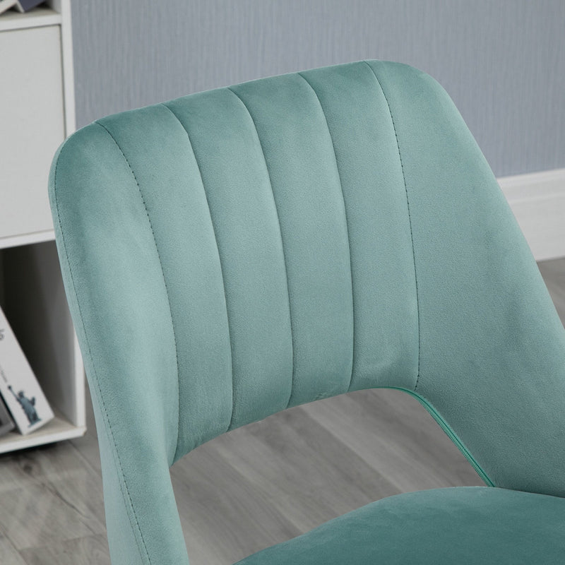 Vinsetto Mid Back Office Chair Velvet Fabric Swivel Scallop Shape Computer Desk Chair for Home Study Bedroom, Green Mid-Back