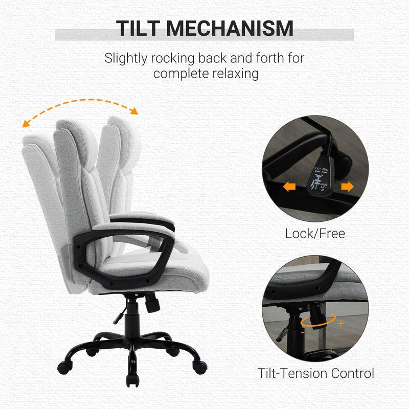 Vinsetto High Back Executive Chair Ergonomic Task Seat Home Office Swivel  Computer Chair for Sturdy with Padded Armrests, Adjustable Height, Light Grey Home