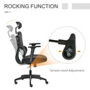 Vinsetto Mesh Office Chair, Ergonomic High-Back Swivel Desk Chair with Adjustable Height, Headrest, Lumbar Support, Padded Seat for Home Office Black w/ Headrest