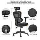 Vinsetto Mesh Office Chair, Ergonomic High-Back Swivel Desk Chair with Adjustable Height, Headrest, Lumbar Support, Padded Seat for Home Office Black w/ Headrest