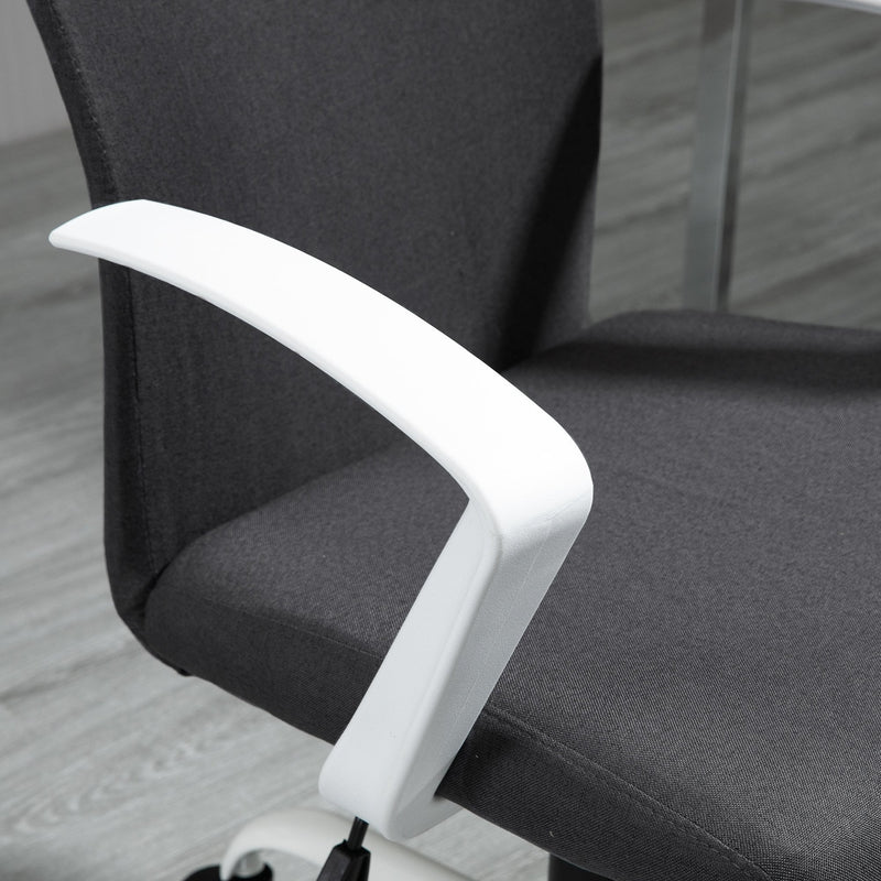 Vinsetto Office Chair Linen Swivel Computer Desk Chair Home Study Task Chair with Wheels, Arm, Charcoal Grey Chair, Deep