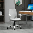 Vinsetto Office Chair Linen Swivel Computer Desk Chair Home Study Task Chair with Wheels, Arm, Light Grey Chair