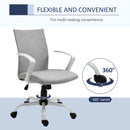 Vinsetto Office Chair Linen Swivel Computer Desk Chair Home Study Task Chair with Wheels, Arm, Light Grey Chair