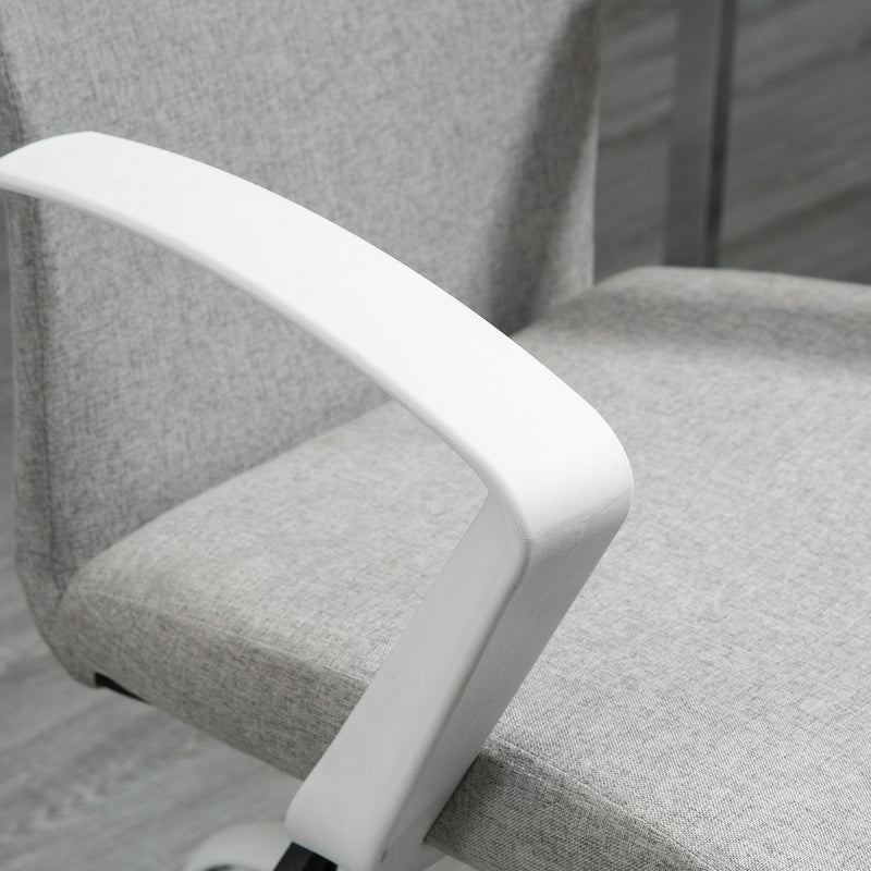 Vinsetto Office Chair Linen Swivel Computer Desk Chair Home Study Task Chair with Wheels, Arm, Light Grey Chair