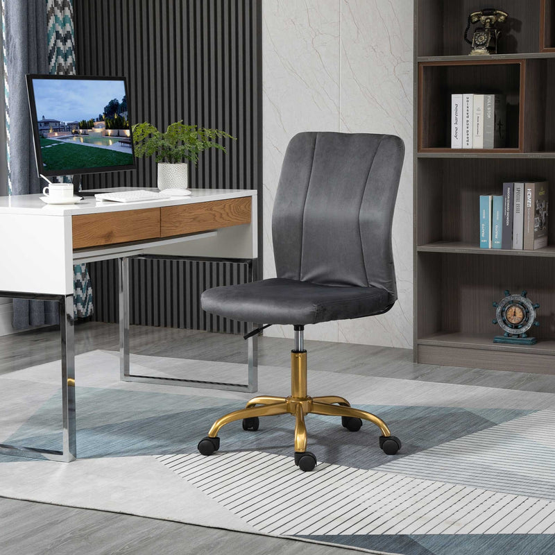 Vinsetto Office Chair Velvet Cover Desk Chair Ergonomic Computer Chair with 360-¦ Swivel Wheels and Height Adjustable w/