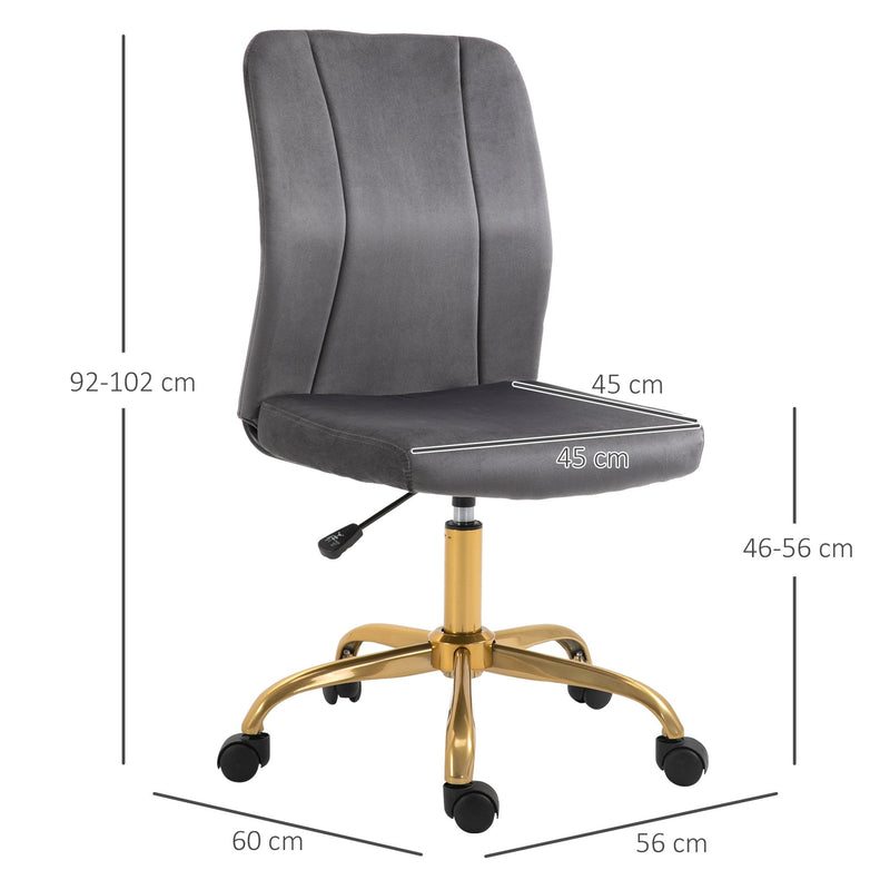 Vinsetto Office Chair Velvet Cover Desk Chair Ergonomic Computer Chair with 360-¦ Swivel Wheels and Height Adjustable w/