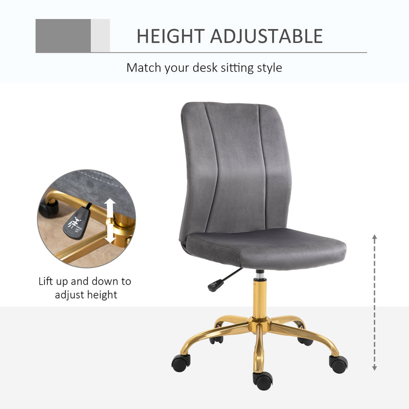 Vinsetto Office Chair Velvet Cover Desk Chair Ergonomic Computer Chair with 360-¦ Swivel Wheels and Height Adjustable w/