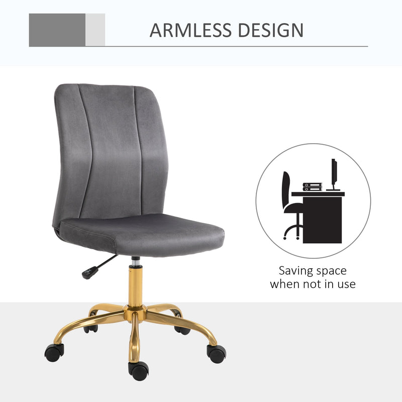 Vinsetto Office Chair Velvet Cover Desk Chair Ergonomic Computer Chair with 360-¦ Swivel Wheels and Height Adjustable w/