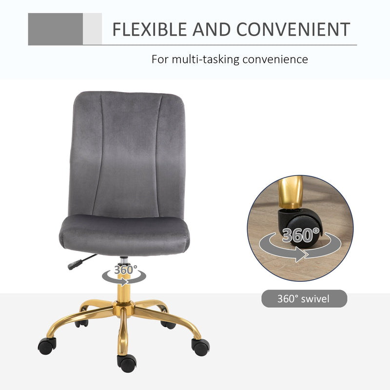 Vinsetto Office Chair Velvet Cover Desk Chair Ergonomic Computer Chair with 360-¦ Swivel Wheels and Height Adjustable w/