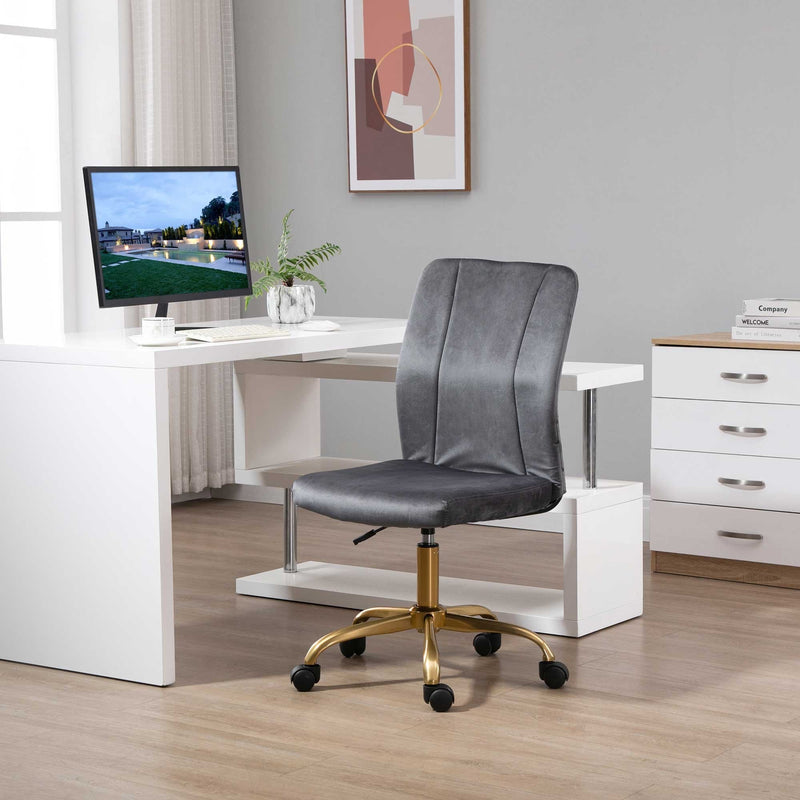 Vinsetto Office Chair Velvet Cover Desk Chair Ergonomic Computer Chair with 360-¦ Swivel Wheels and Height Adjustable w/