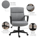 Vinsetto Mid Back Office Chair Height Adjustable Linen Fabric Task Chair with Ergonomic Line Wide Seat, Thick Padding, and 360-¦ Swivel Wheels PC w/ &