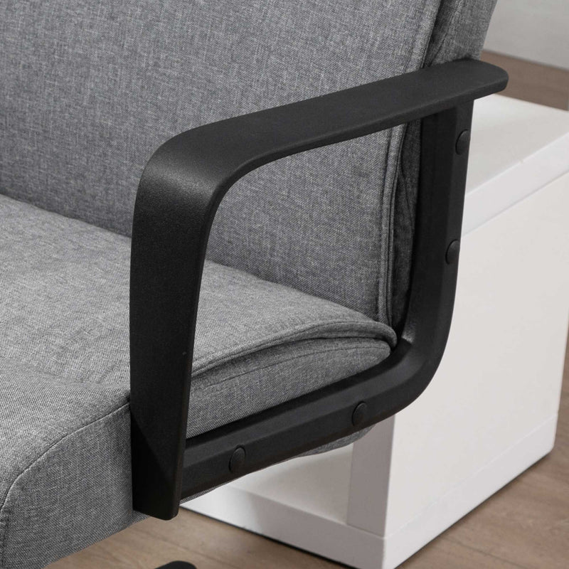 Vinsetto Mid Back Office Chair Height Adjustable Linen Fabric Task Chair with Ergonomic Line Wide Seat, Thick Padding, and 360-¦ Swivel Wheels PC w/ &