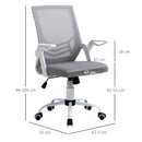 Vinsetto Mesh Swivel Office Chair for Home with Lumbar Back Support, Adjustable Height, Flip-Up Arm - Grey