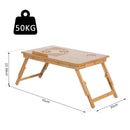 55Lx35Wx 22-30H cm Portable Bamboo Laptop Desk Notebook Tray PC Bed Table W/ Drawer Adjustable & Foldable-Bamboo