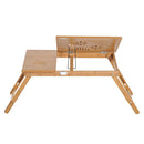 55Lx35Wx 22-30H cm Portable Bamboo Laptop Desk Notebook Tray PC Bed Table W/ Drawer Adjustable & Foldable-Bamboo