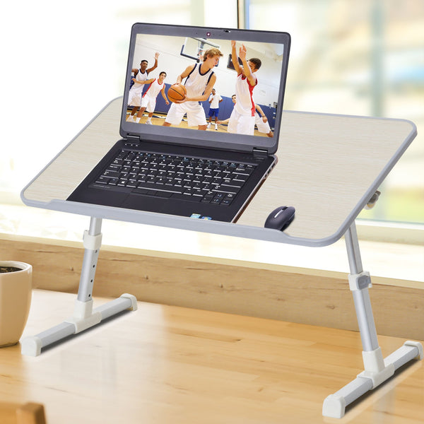 Folding Computer Desk W/4-Level Height-Oak Colour